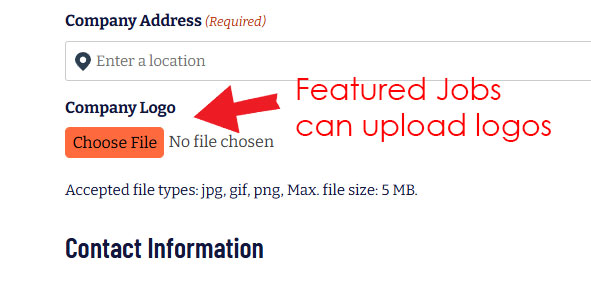 Featured Listings can upload logos